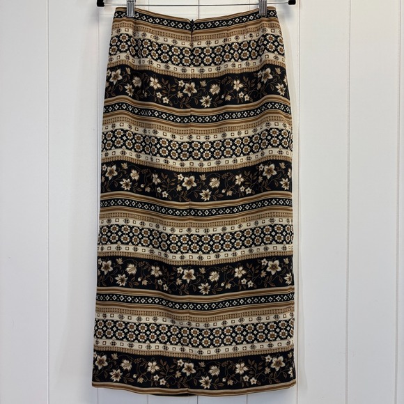 Vintage Chaus Petite Boho Floral Faux Wrap Straight Skirt Size 8 Cottage - Picture 2 of 7